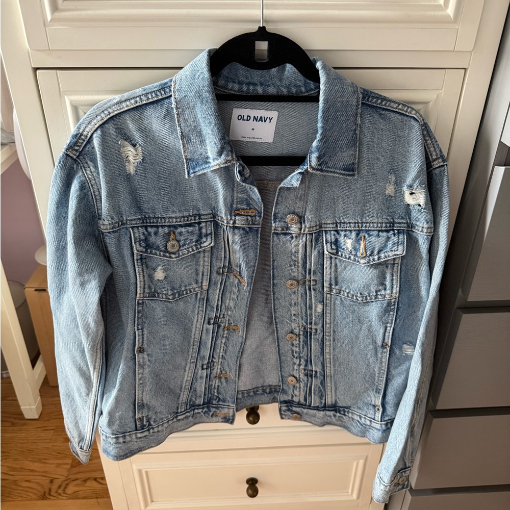 Old Navy denim jacket with rips size M